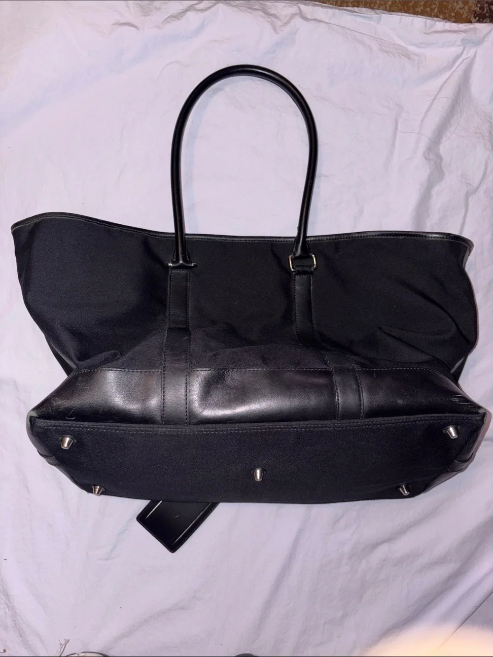 1941 Coach Black Canvas Duffel Tote with Leather Trim